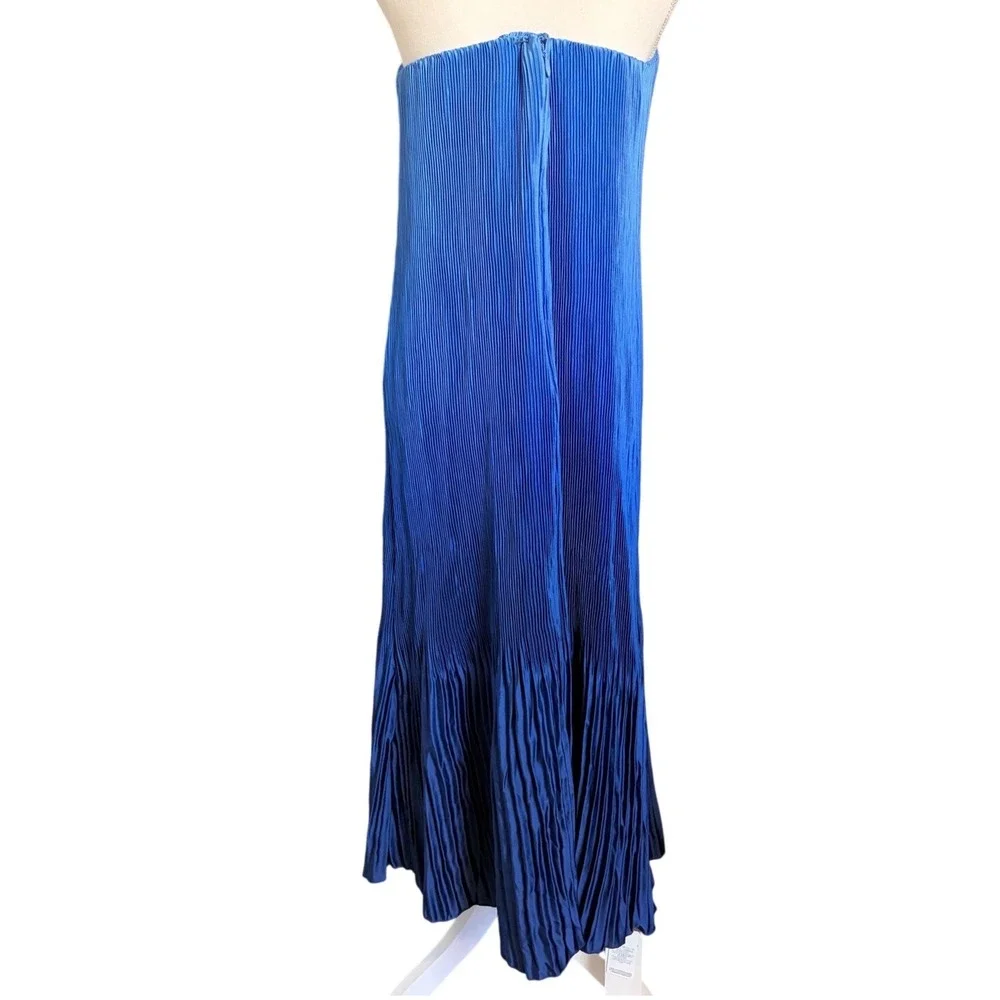 Abercrombie Pleated Strapless Maxi Dress Blue Ombre Formal Evening Gown XLP NWT